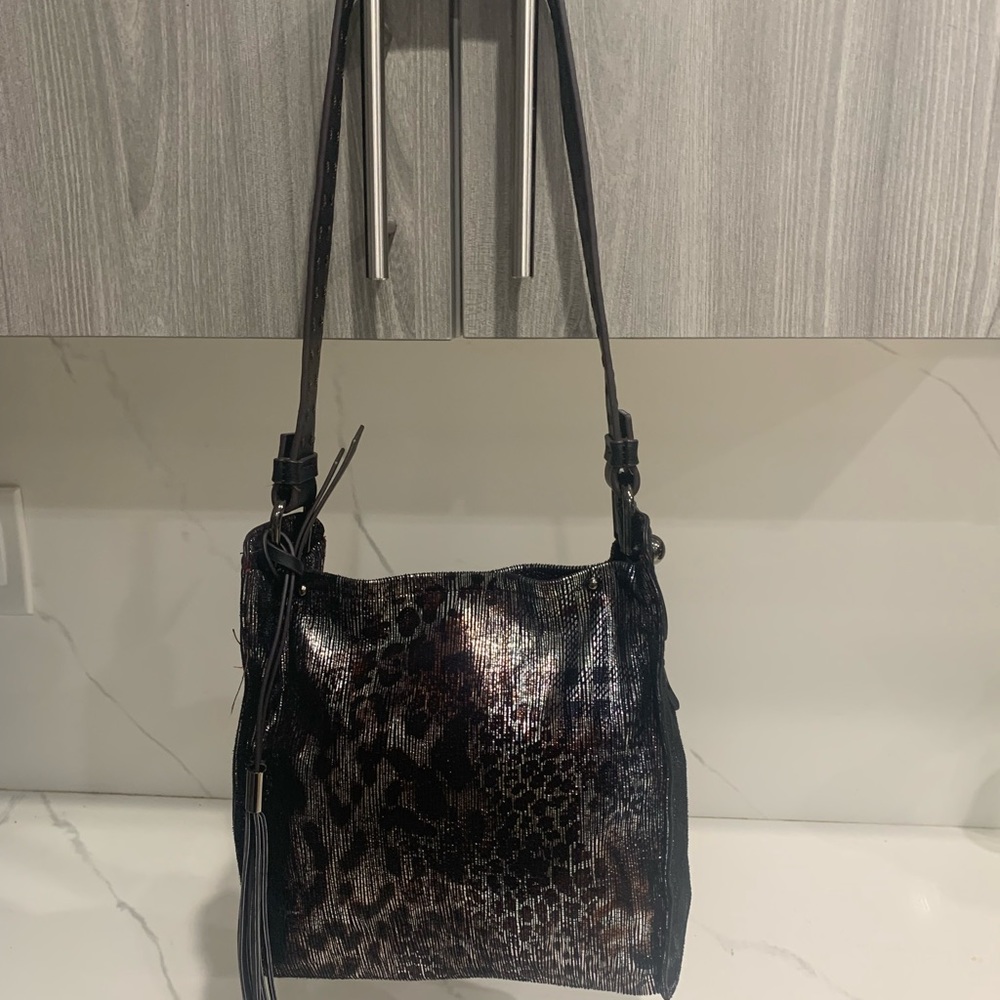 Sondra Roberts Squared Animal Print metallic purse
